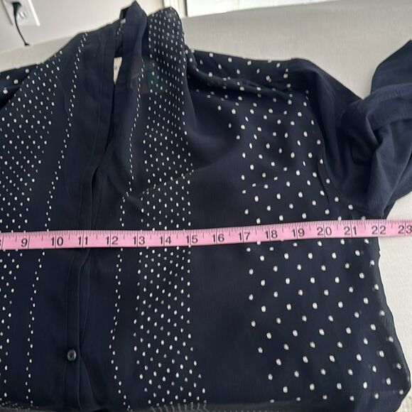 Pure DKNY Whimsigoth Women’s Sheer Polka Dot Mixed Media Button Up Blouse Size L - Picture 6 of 11